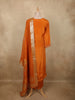 Vibrant Marigold Orange Floral Beads Embroidered Design Tissue Silk Salwar Suit