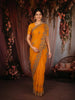 Vibrant Marigold Orange Floral Zari Embroidered and Stone Embellished Design Georgette Designer Saree