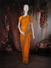 Vibrant Marigold Orange Floral Zari Embroidered and Stone Embellished Design Georgette Designer Saree