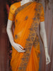 Vibrant Marigold Orange Floral Zari Embroidered and Stone Embellished Design Georgette Designer Saree