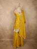 Vibrant Marigold Yellow Floral Sequins and Beads Embroidered Design Georgette Palazzo Suit with Dupatta
