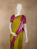 Vibrant Mustard Green Butta Zari Woven Design Pure Kanchipuram Silk Saree with Contrast Zari Border