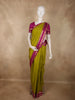 Vibrant Mustard Green Butta Zari Woven Design Pure Kanchipuram Silk Saree with Contrast Zari Border