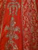 Vibrant Orange Floral Sequins and Beads Embroidered Design Banarasi Silk Bridal Lehenga with Designer Dupatta