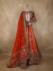 Vibrant Orange Floral Sequins and Beads Embroidered Design Banarasi Silk Bridal Lehenga with Designer Dupatta