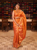 Vibrant Orange Geometric Zari Woven Design Semi Silk Traditional Wear Saree with Matching Korvai Zari Border