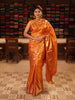 Vibrant Orange Geometric Zari Woven Design Semi Silk Traditional Wear Saree with Matching Korvai Zari Border