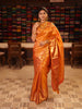 Vibrant Orange Geometric Zari Woven Design Semi Silk Traditional Wear Saree with Matching Korvai Zari Border