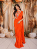 Vibrant Orange Heavy Beads Embroidered Design Georgette Ready to Wear Party Saree with Designer Blouse