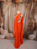 Vibrant Orange Heavy Beads Embroidered Design Georgette Ready to Wear Party Saree with Designer Blouse