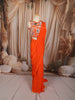 Vibrant Orange Heavy Beads Embroidered Design Georgette Ready to Wear Party Saree with Designer Blouse
