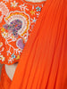 Vibrant Orange Heavy Beads Embroidered Design Georgette Ready to Wear Party Saree with Designer Blouse