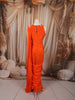 Vibrant Orange Heavy Beads Embroidered Design Georgette Ready to Wear Party Saree with Designer Blouse