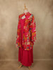 Vibrant Rani Pink Floral Printed Design Tussar Silk Plazzo Suit with Jacket