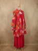 Vibrant Rani Pink Floral Printed Design Tussar Silk Plazzo Suit with Jacket