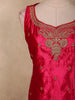 Vibrant Rani Pink Floral Zari Embroidered Design Velvet Palazzo Suit with Contrast Dupatta