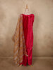 Vibrant Rani Pink Floral Zari Embroidered Design Velvet Palazzo Suit with Contrast Dupatta