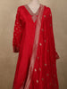 Vibrant Rani Pink Floral Zari Woven Design Semi Silk Anarkali Salwar Suit with Dupatta