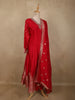 Vibrant Rani Pink Floral Zari Woven Design Semi Silk Anarkali Salwar Suit with Dupatta