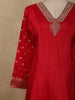 Vibrant Rani Pink Floral Zari Woven Design Semi Silk Anarkali Salwar Suit with Dupatta
