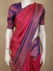 Vibrant Rani Pink Geometric Zari Woven Design Pure Kanchipuram Silk Saree with Contrast Zari Border