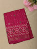 Vibrant Rani Pink Ikat Printed Design Mixed Cotton Saree with Zari Border