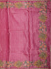 Vibrant Rani Pink Striped Woven Design Pure Tussar Saree with Floral Border
