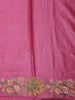 Vibrant Rani Pink Striped Woven Design Pure Tussar Saree with Floral Border