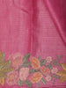 Vibrant Rani Pink Striped Woven Design Pure Tussar Saree with Floral Border