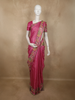 Vibrant Rani Pink Striped Woven Design Pure Tussar Saree with Floral Border