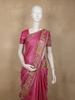 Vibrant Rani Pink Striped Woven Design Pure Tussar Saree with Floral Border