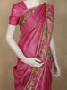 Vibrant Rani Pink Striped Woven Design Pure Tussar Saree with Floral Border