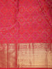Vibrant Rani Pink and Deep Coral Red Geometric Zari Woven Design Pure Kanchipuram Silk Saree with Zari Border