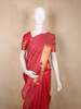Vibrant Rani Pink and Deep Coral Red Geometric Zari Woven Design Pure Kanchipuram Silk Saree with Zari Border