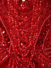 Vibrant Red Abstract Sequins and Beads Embroidered Design Net Mermaid Bridal Lehenga Designer Corset Blouse and Matching Draped Dupatta