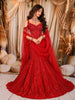 Vibrant Red Abstract Sequins and Beads Embroidered Design Net Mermaid Bridal Lehenga Designer Corset Blouse and Matching Draped Dupatta