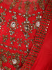 Vibrant Red Antique Beads Embroidered Design Satin Ready to Wear Party Saree with Designer Blouse