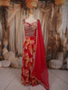 Vibrant Red Floral Printed and Beads Embroidered Design Choffon Party Lehenga with Matching Dupatta