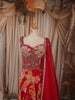 Vibrant Red Floral Printed and Beads Embroidered Design Choffon Party Lehenga with Matching Dupatta