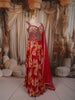 Vibrant Red Floral Printed and Beads Embroidered Design Choffon Party Lehenga with Matching Dupatta