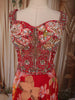 Vibrant Red Floral Printed and Beads Embroidered Design Choffon Party Lehenga with Matching Dupatta