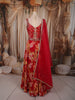 Vibrant Red Floral Printed and Beads Embroidered Design Choffon Party Lehenga with Matching Dupatta