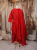 Vibrant Red Floral Self Woven Design Pure Cotton Straight Cut Salwar Suit with Matching Dupatta