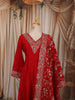 Vibrant Red Floral Sequins Embroidered Design Chiffon Anarkali Salwar Suit with Matching Designer Dupatta