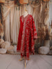 Vibrant Red Floral Sequins Embroidered Design Chiffon Anarkali Salwar Suit with Matching Designer Dupatta