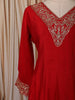 Vibrant Red Floral Sequins Embroidered Design Chiffon Anarkali Salwar Suit with Matching Designer Dupatta