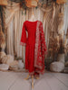 Vibrant Red Floral Sequins Embroidered Design Chiffon Anarkali Salwar Suit with Matching Designer Dupatta