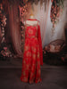 Vibrant Red Floral Sequins and Mirror Embroidered Design Chiffon Party Wear Indo Western Palazzo Suit with Matching Choker Dupatta