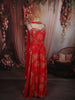 Vibrant Red Floral Sequins and Mirror Embroidered Design Chiffon Party Wear Indo Western Palazzo Suit with Matching Choker Dupatta