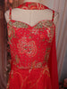Vibrant Red Floral Sequins and Mirror Embroidered Design Chiffon Party Wear Indo Western Palazzo Suit with Matching Choker Dupatta
